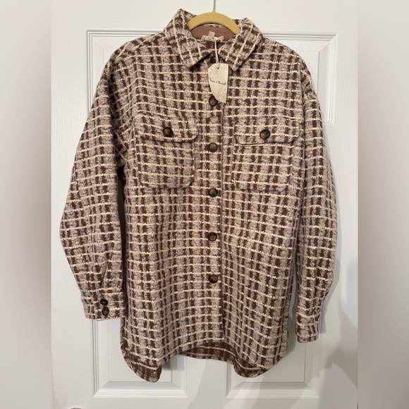 NWT Hem & Thread Cream and Brown Teddy Jacket Size Medium - Picture 5 of 12